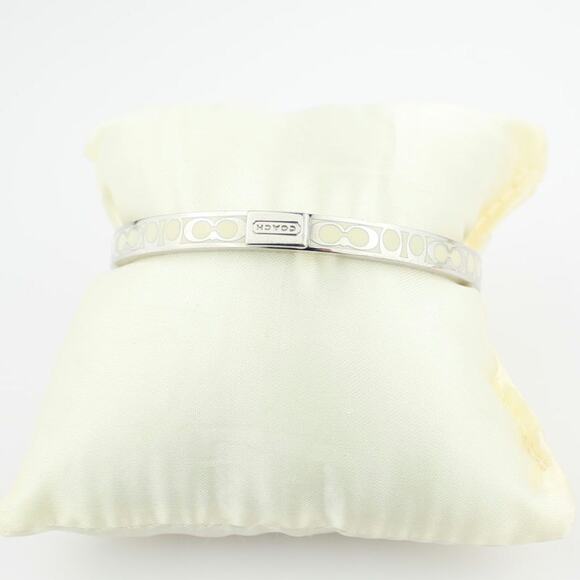 Coach Signature Silver-Tone Logo Plaque Bracelet - Picture 3 of 4